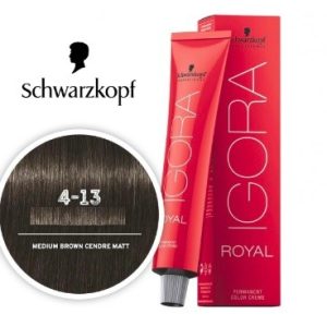 Medium Chestnut Matt Ash 4-13 Schwarzkopf Igora Royal Permanent Color - 4-13 Medium Brown Cendré Matt