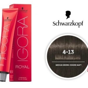 Medium Chestnut Matt Ash 4-13 Schwarzkopf Igora Royal Permanent Color - 4-13 (2pks)