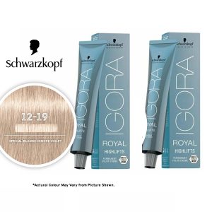 Schwarzkopf Igora Royal 12-19 Special Blonde Cendre Violet Permanent Color - 2pks
