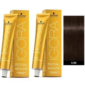 Schwarzkopf Igora Royal 4-50 Medium Brown Gold Natural Permanent Color - 2pks
