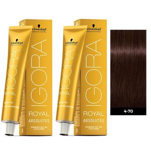 Schwarzkopf Igora Royal 4-70 Medium Brown Copper Natural Permanent Color - 2pks