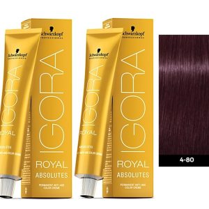 Schwarzkopf Igora Royal 4-80 Medium Brown Red Natural Permanent Color - 2pks