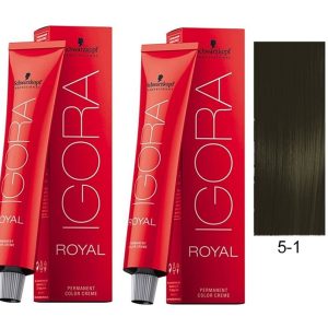 Schwarzkopf Igora Royal 5-1 Light Brown Cendre Permanent Color - 2pks