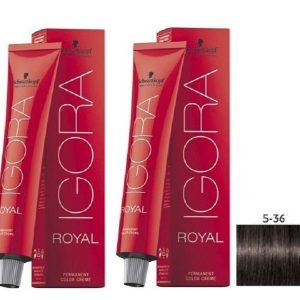 Schwarzkopf Igora Royal 5-36 Light Brown Matt Auburn Permanent Color - 2pks