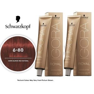 Schwarzkopf Igora Royal 6-80 Dark Blonde Red Natural Permanent Color - 2pks