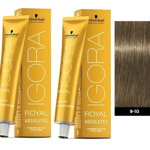 Schwarzkopf Igora Royal 9-10 Extra Light Blonde Cendre Natural Permanent Color - 2pks