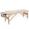 HOMCOM Massage Table Bed Couch Beauty Bed 2 Section Therapy Bed Lightweight Portable Folding Spa Bed Cream