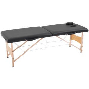 HOMCOM 2 Section Foldable Massage Table Professional Salon SPA Facial Couch Tattoo Bed with Carry Bag Black | Aosom Ireland