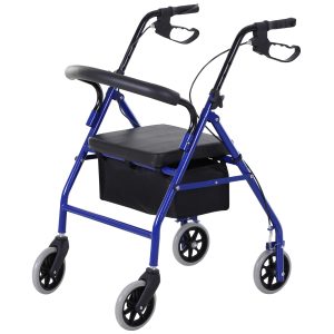 HOMCOM Adjustable Aluminum Rollator Rehabilitation Foldable Drive Medical Wheelchair W/ Bag | Aosom Ireland