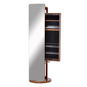 HOMCOM Full Length Mirror w/Jewelry Cabinet Hanging Cloth Bar Coat Rack 360° Rotate Floor Mirror| Aosom Ireland