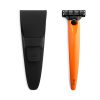 Bolin Webb R1-S Signal Orange Razor Case Set | Complete with Silicone Razor Case + Gilette Mach 3 Blades
